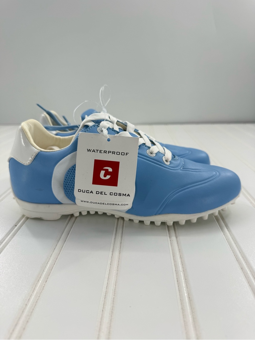 NWT DUCA DEL COSMA Queenscup Women's Spikeless Golf Shoes Baby Blue White Size 7 - Picture 2 of 15